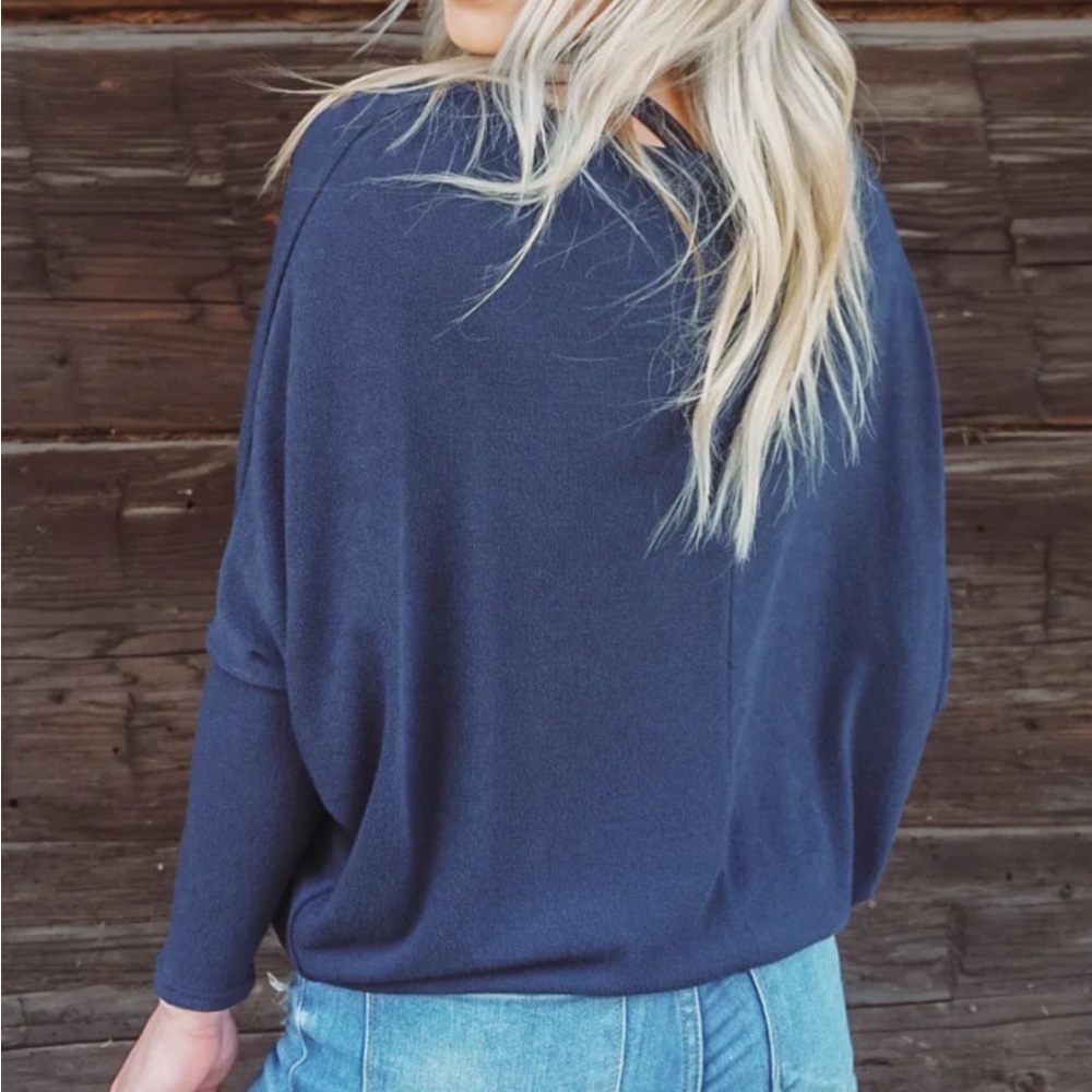 Audrey Navy Blue Women's Sweater - Picture 2 of 5
